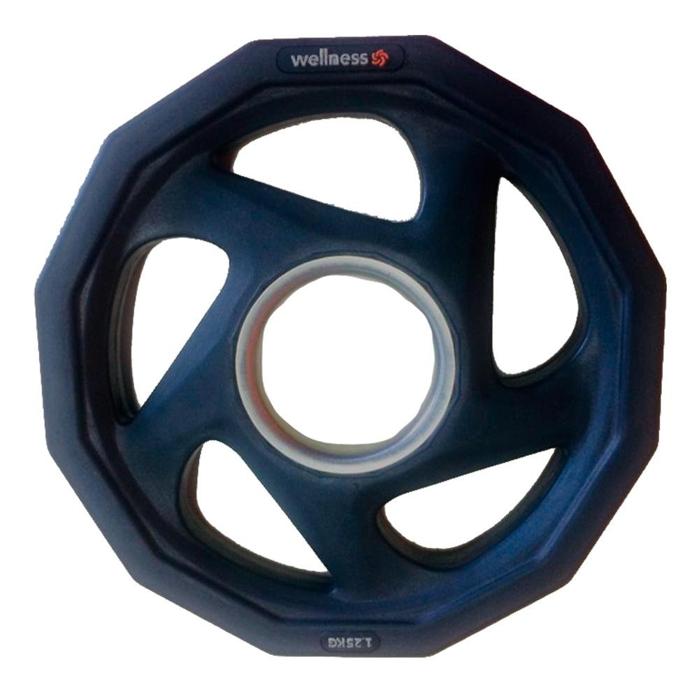 Anilha Olimpica Rubber com 5 Furos de 1.25kg Wellness - WK010