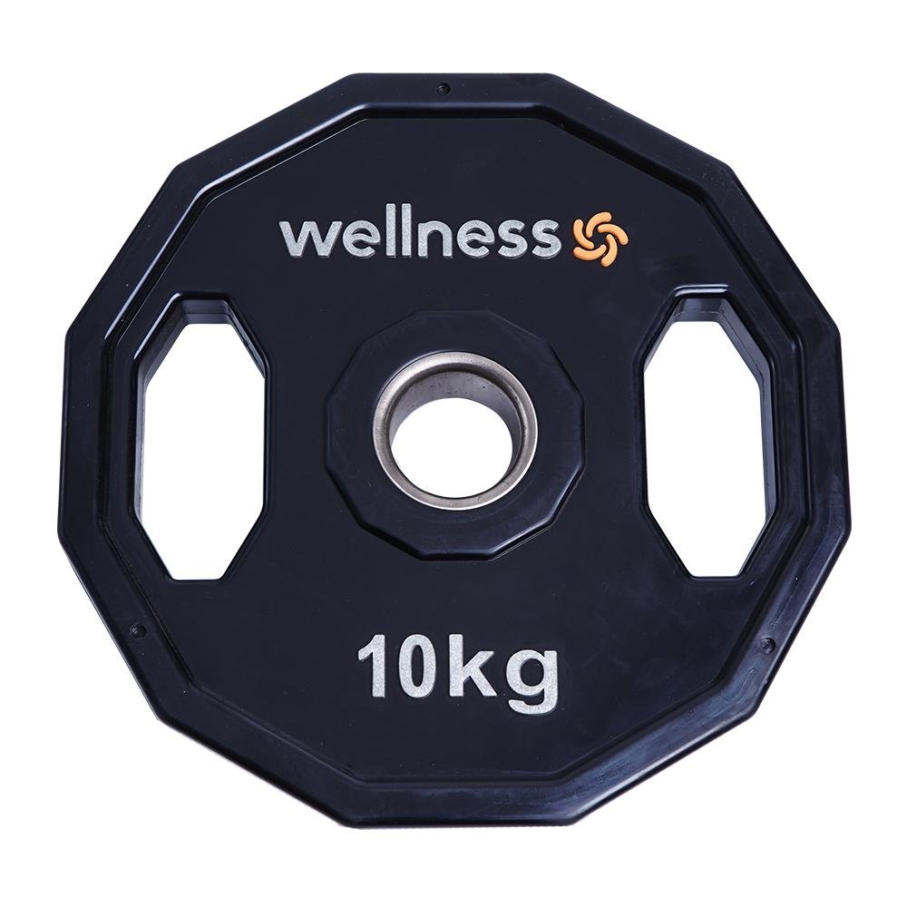 Anilha Olimpica Poliuretano 12 Faces de 10Kg Wellness - WK016