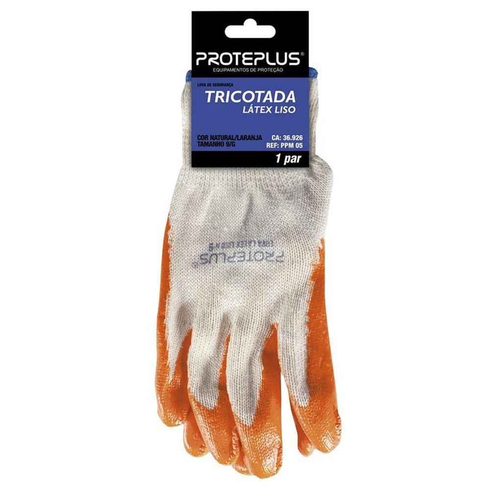 Luva Tricotada Algodão Com Banho Látex Nº 9 - Ppm 05 Proteplus