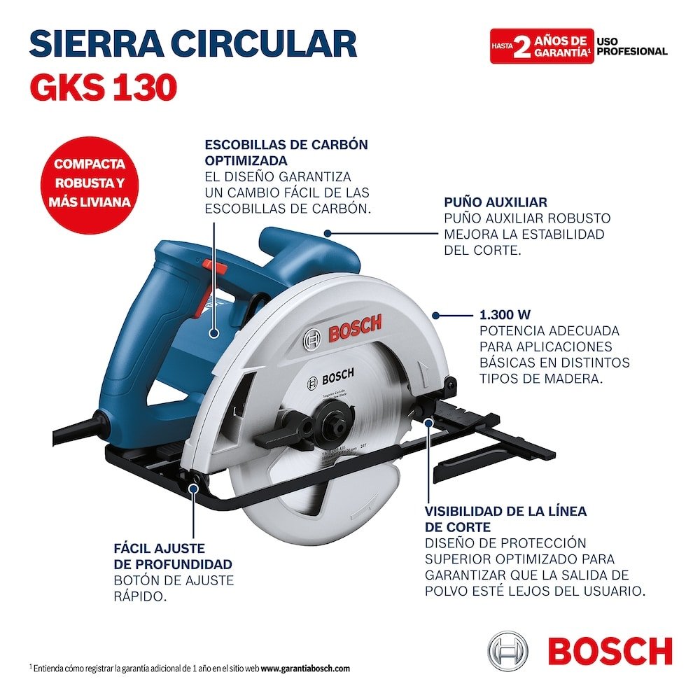 Serra circular BOSCH GKS130+ 1 Disco de Serra 110V