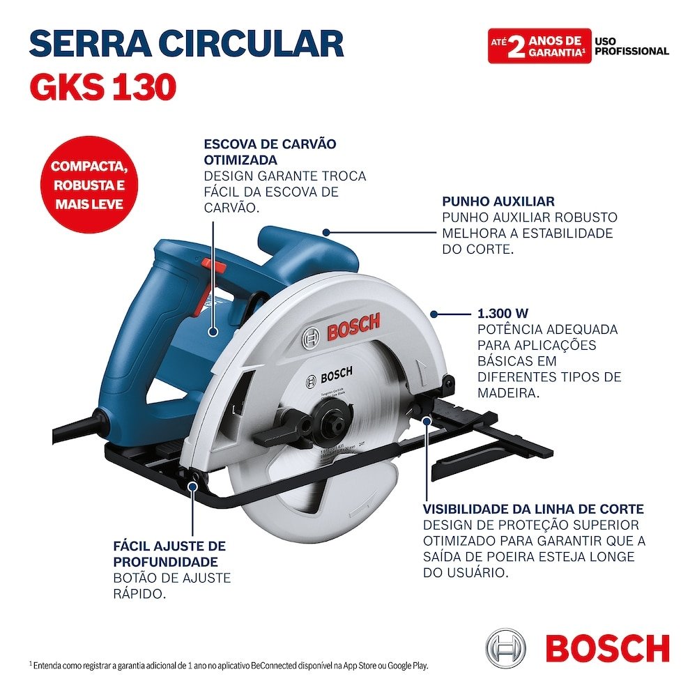 Serra circular BOSCH GKS130+ 1 Disco de Serra 110V