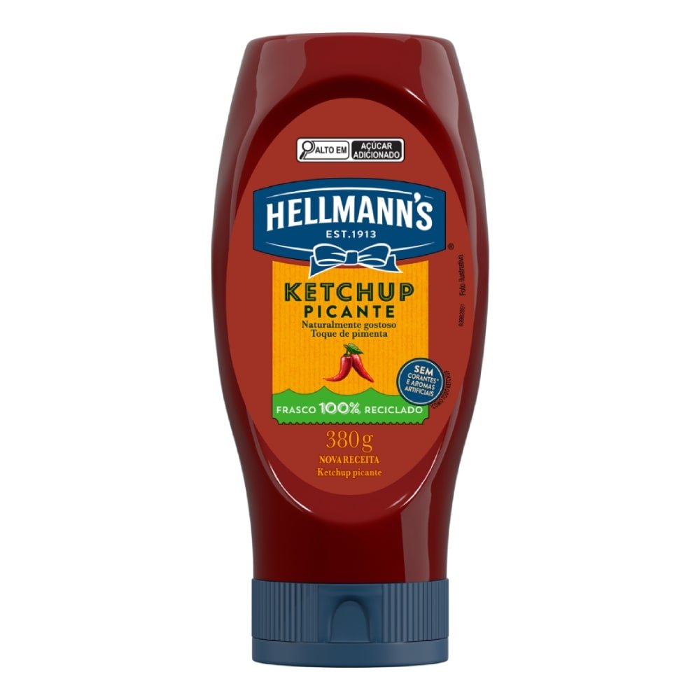 Ketchup Hellmanns Picante Squeeze 380g Embalagem 24 Unidades