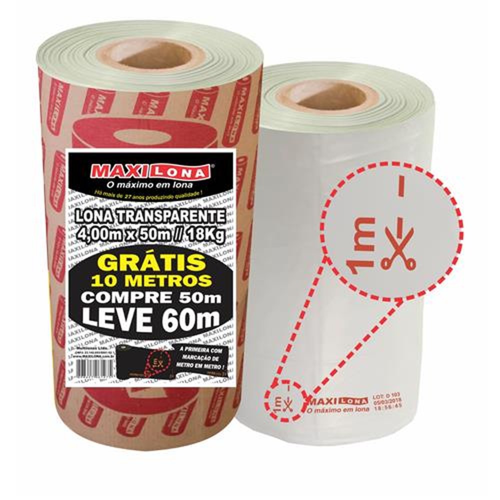 Lona Transparente 4 X 50 Bobina com 18Kg Maxilona