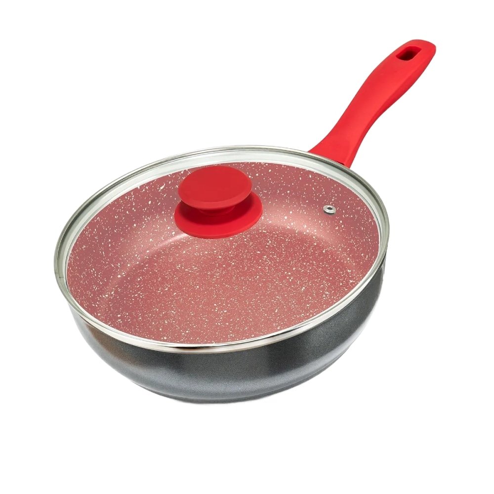 Panela com Revestimento de Cerâmica Redstone Philco PPH240APR - Tampa de Vidro, Cinza/Vermelho, 2.7L