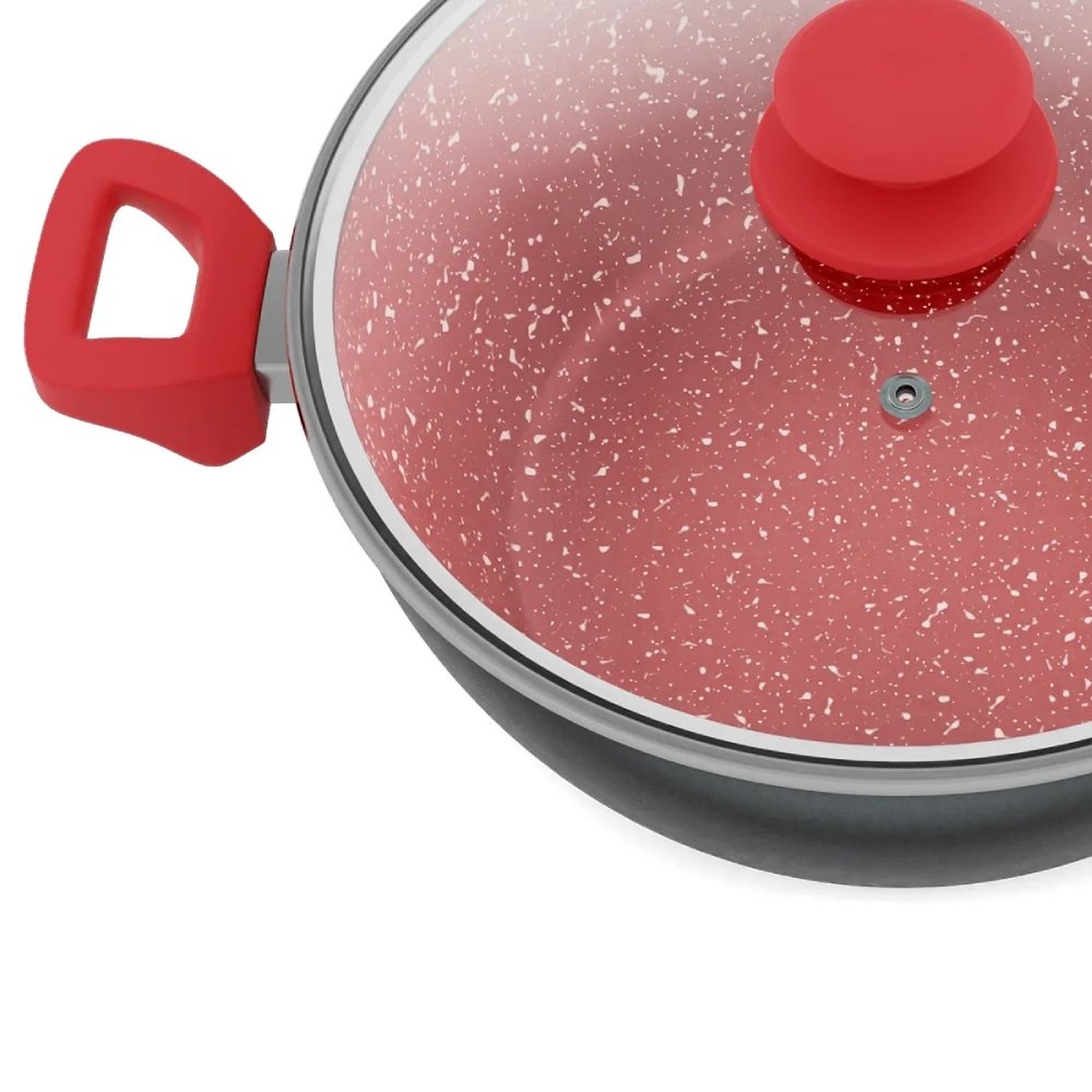 Panela com Revestimento de Cerâmica Redstone Philco PPH280ACR - Tampa Vidro Cinza/Vermelho, 6.1L