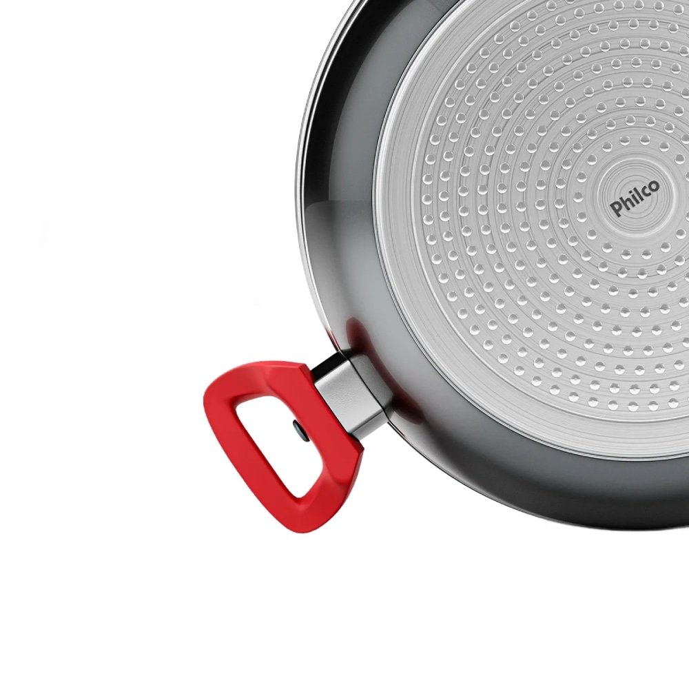 Panela com Revestimento de Cerâmica Redstone Philco PPH280ACR - Tampa Vidro Cinza/Vermelho, 6.1L