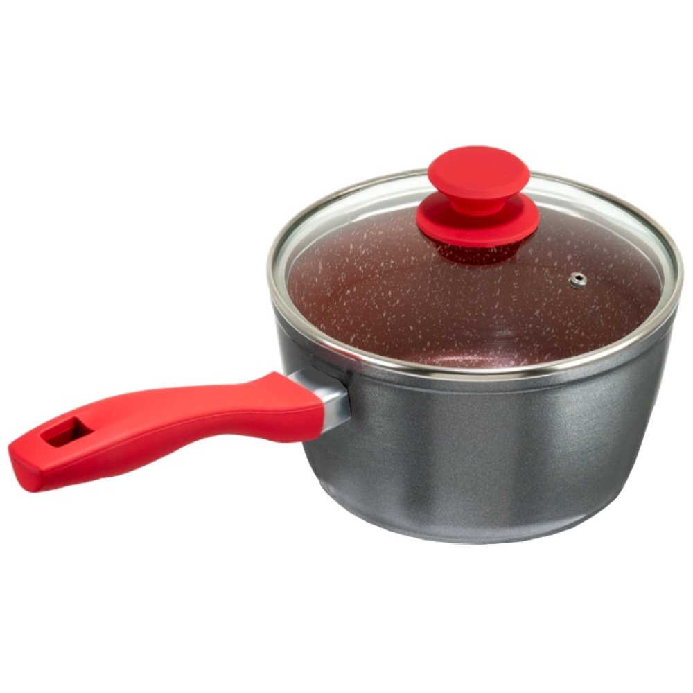Panela com Revestimento de Cerâmica Redstone Philco PPN22A - Tampa de Vidro, Cinza/Vermelho, 3L