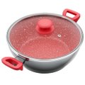 Panela com Revestimento de Cerâmica Redstone Philco PPN24A - Tampa de Vidro, Cinza/Vermelho, 4.6L