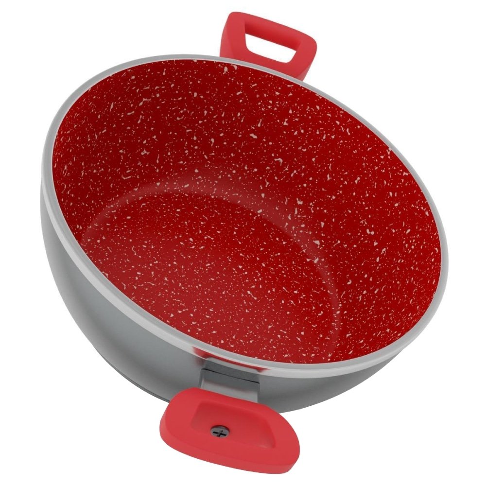 Panela com Revestimento de Cerâmica Redstone Philco PPN24A - Tampa de Vidro, Cinza/Vermelho, 4.6L