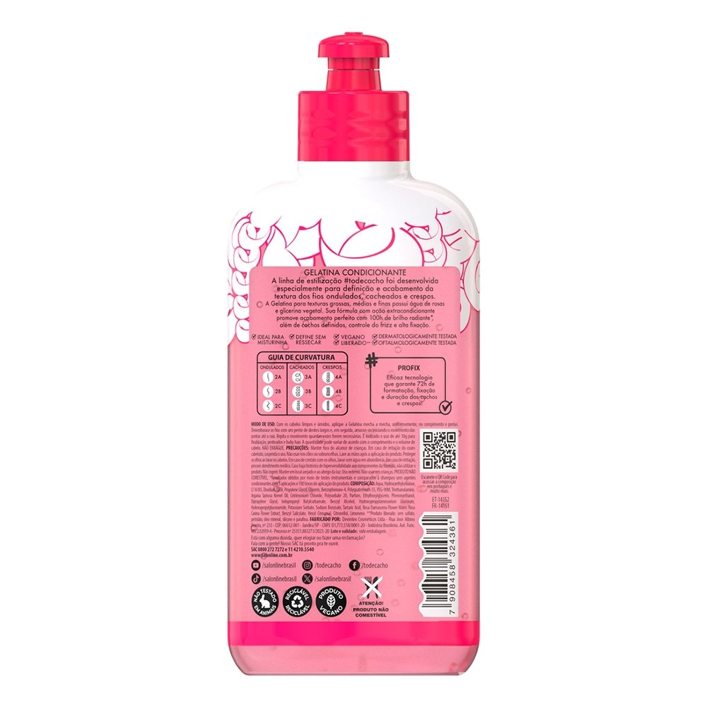 Gelatina Capilar Salon Line To de Cacho Brilho Gloss 310g