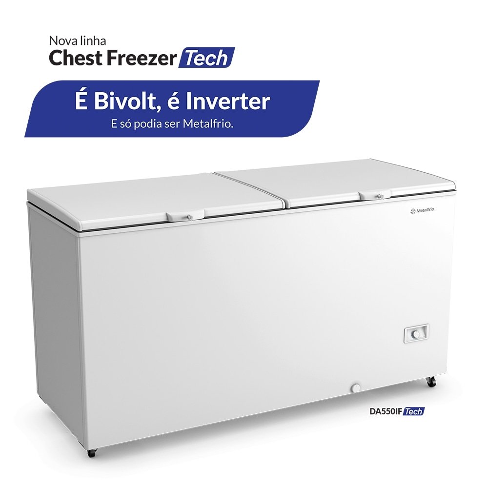 Freezer Horizontal Metalfrio 543 Litros DA550IF - Dupla Ação, Tecnologia Inverter, Branco, Bivolt