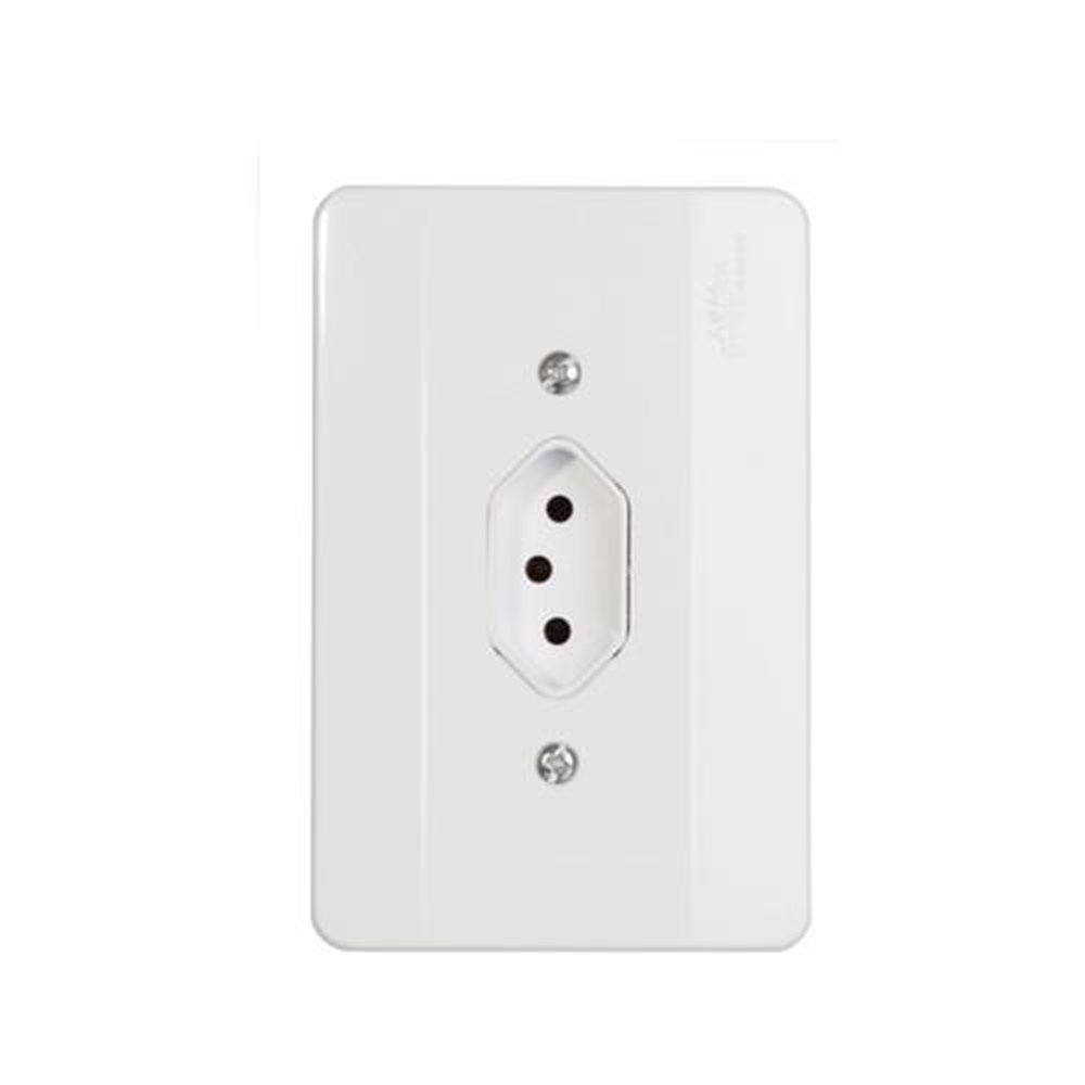 Tomada 2P+T 10A Vertical com Placa Milleniun Mectronic