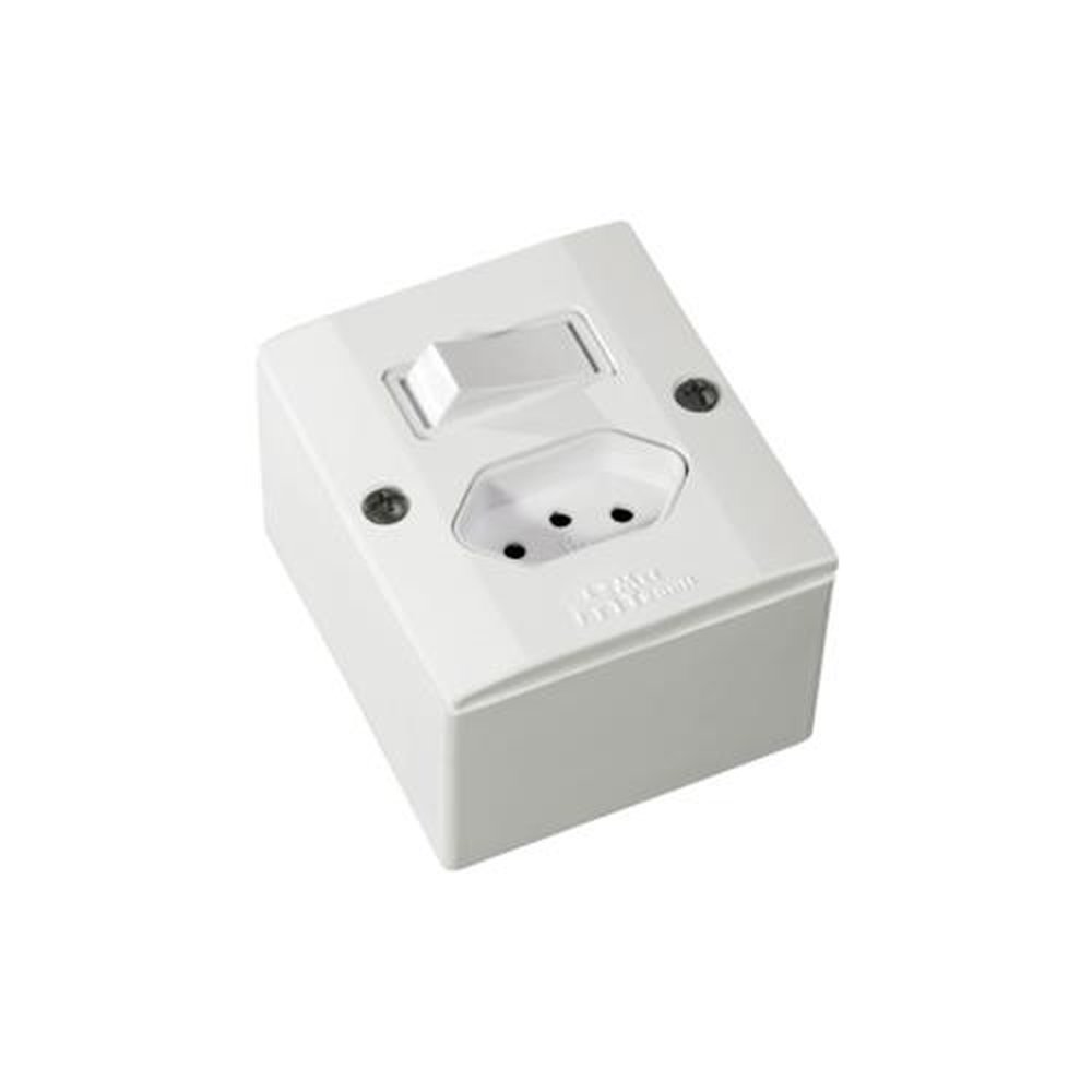 Interruptor 1 Simples + Tomada 2P+T 10A com Caixa Mectronic