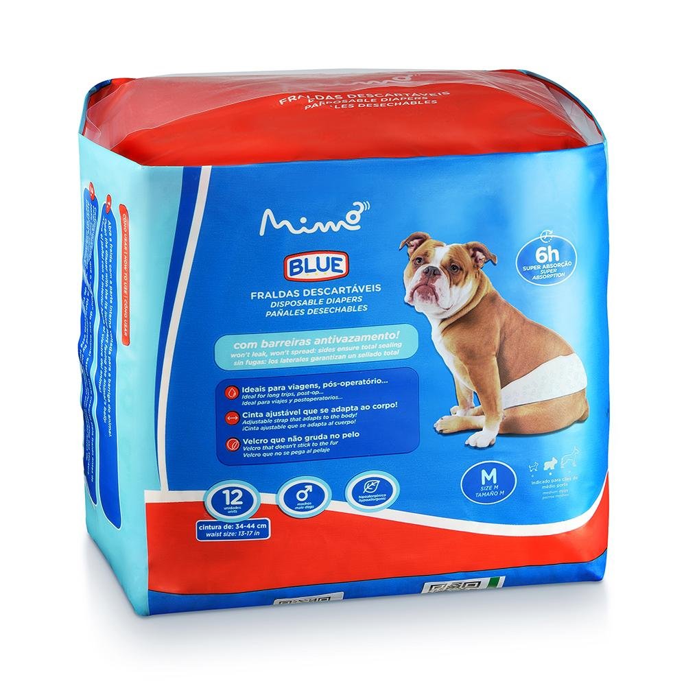 Fralda Higiênica Pet Blue Macho M 12unidades - PP376