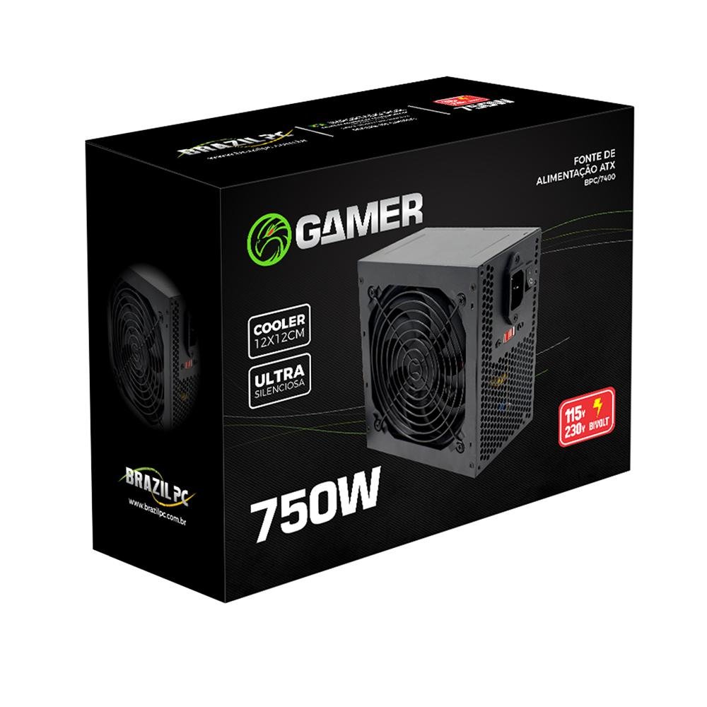 Fonte Atx 750W Bpc/7400-B 24 Pinos Brazil Pc