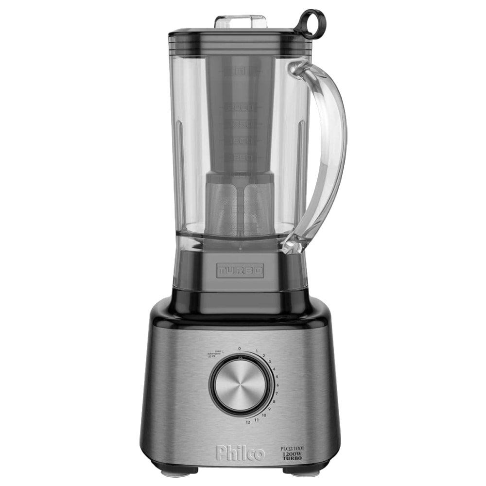 Liquidificador Philco PLQ2100PI Turbo - Copo de Polipropileno, 12 Velocidades + Pulsar, 1400W, Preto, 110V
