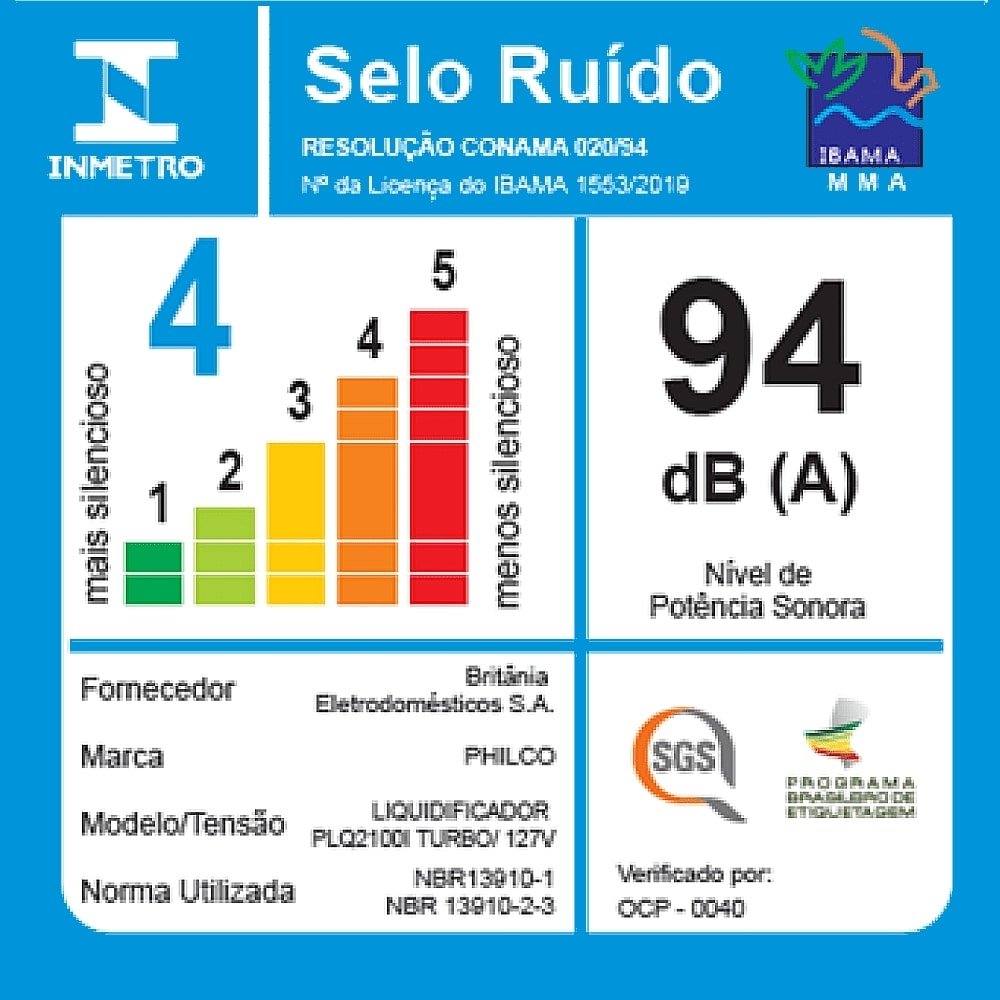 Liquidificador Philco PLQ2100PI Turbo - Copo de Polipropileno, 12 Velocidades + Pulsar, 1400W, Preto, 220V