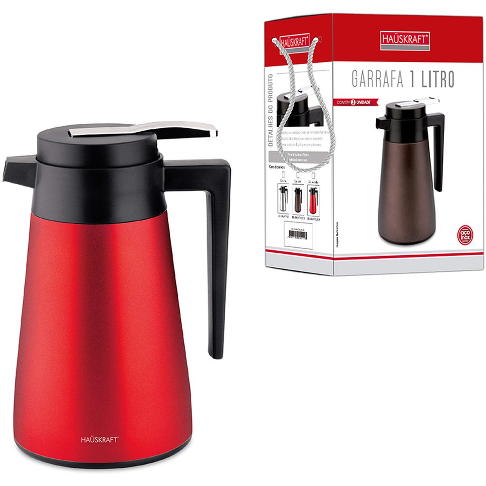 Garrafa Térmica 1 Litro Vermelha Sem Ampola
