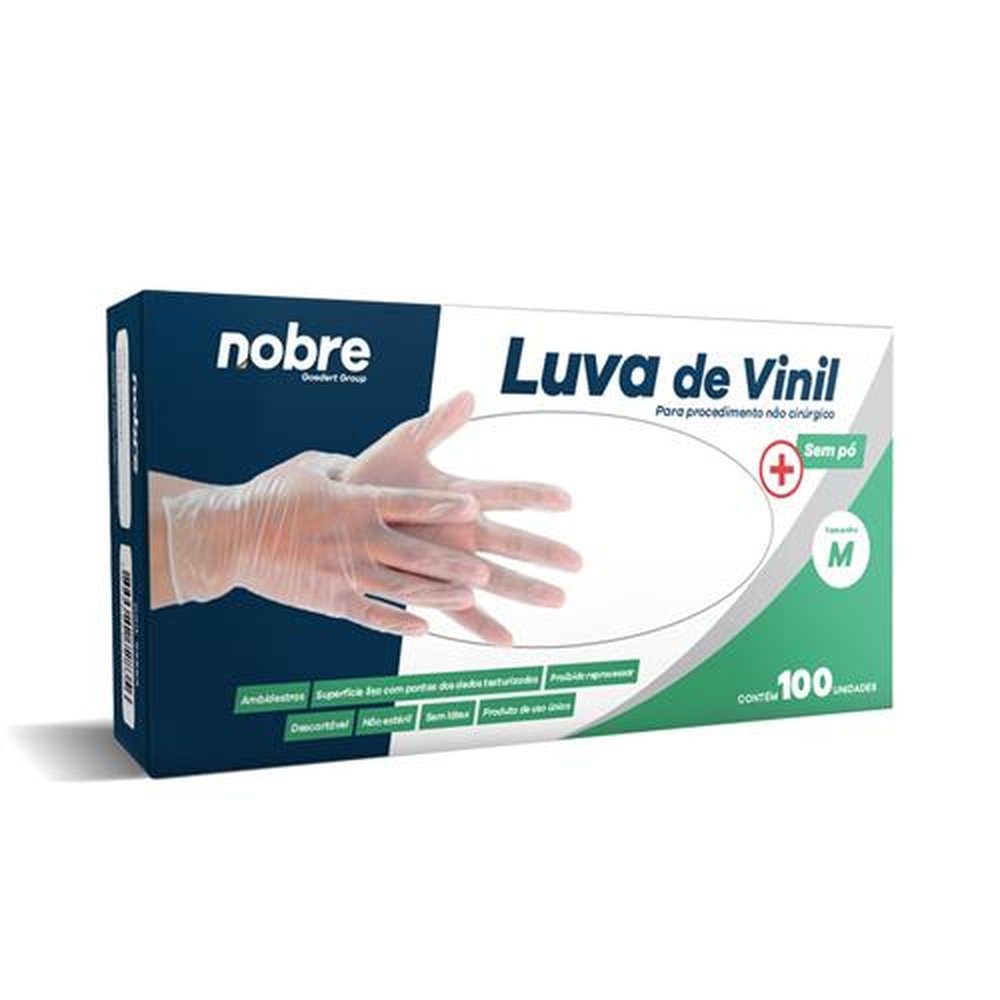 Luva Vinil Sem Po Para Procedimentos Nao Cirurgico Com 100 Unidades Nao Esterilizado M Nobre