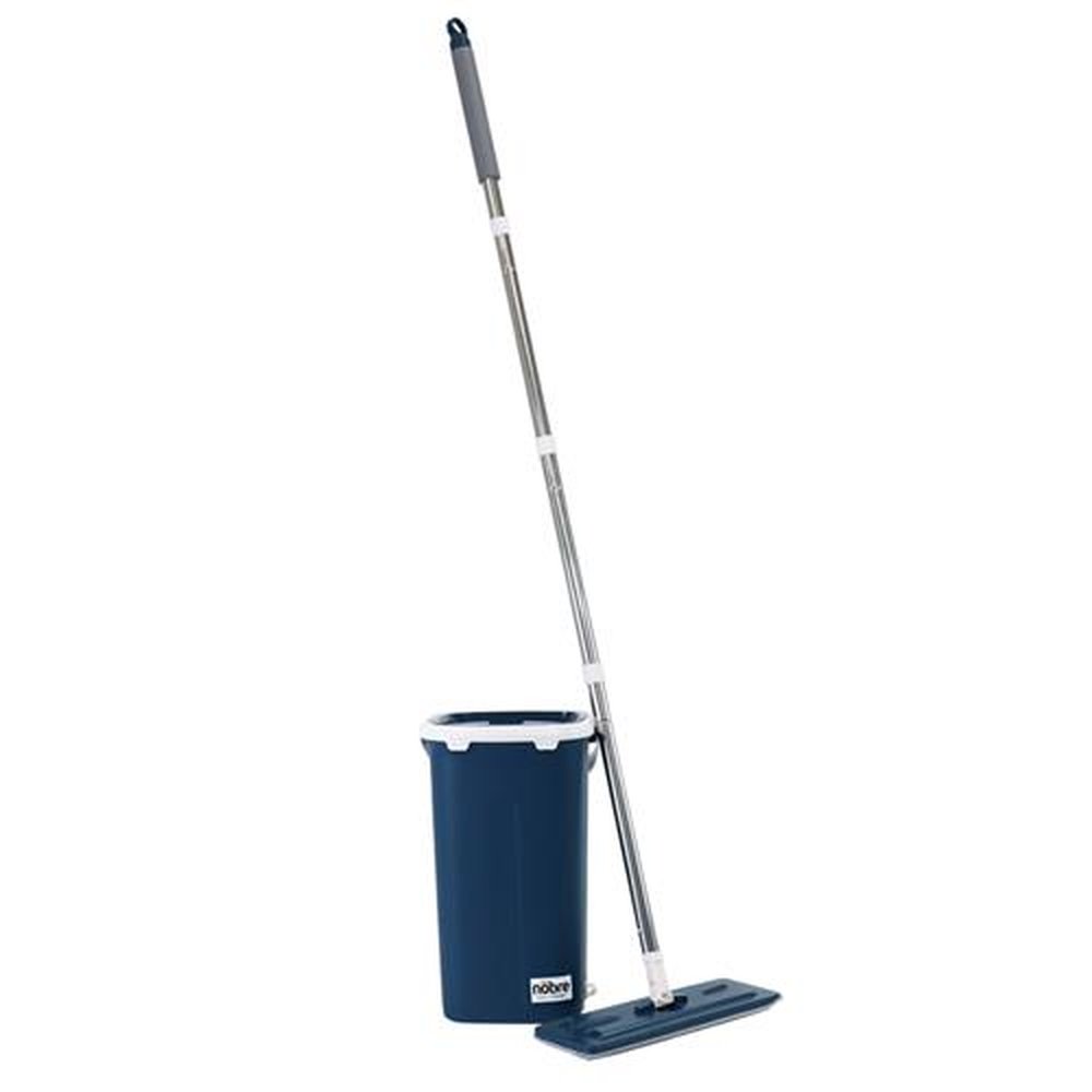 Flat Mop Balde 7L Azul Com Espremedor E 1 Refil De Microfibra Nobre