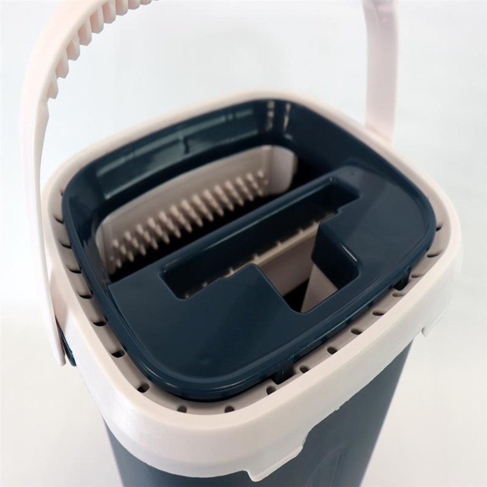 Flat Mop Balde 7L Azul Com Espremedor E 1 Refil De Microfibra Nobre