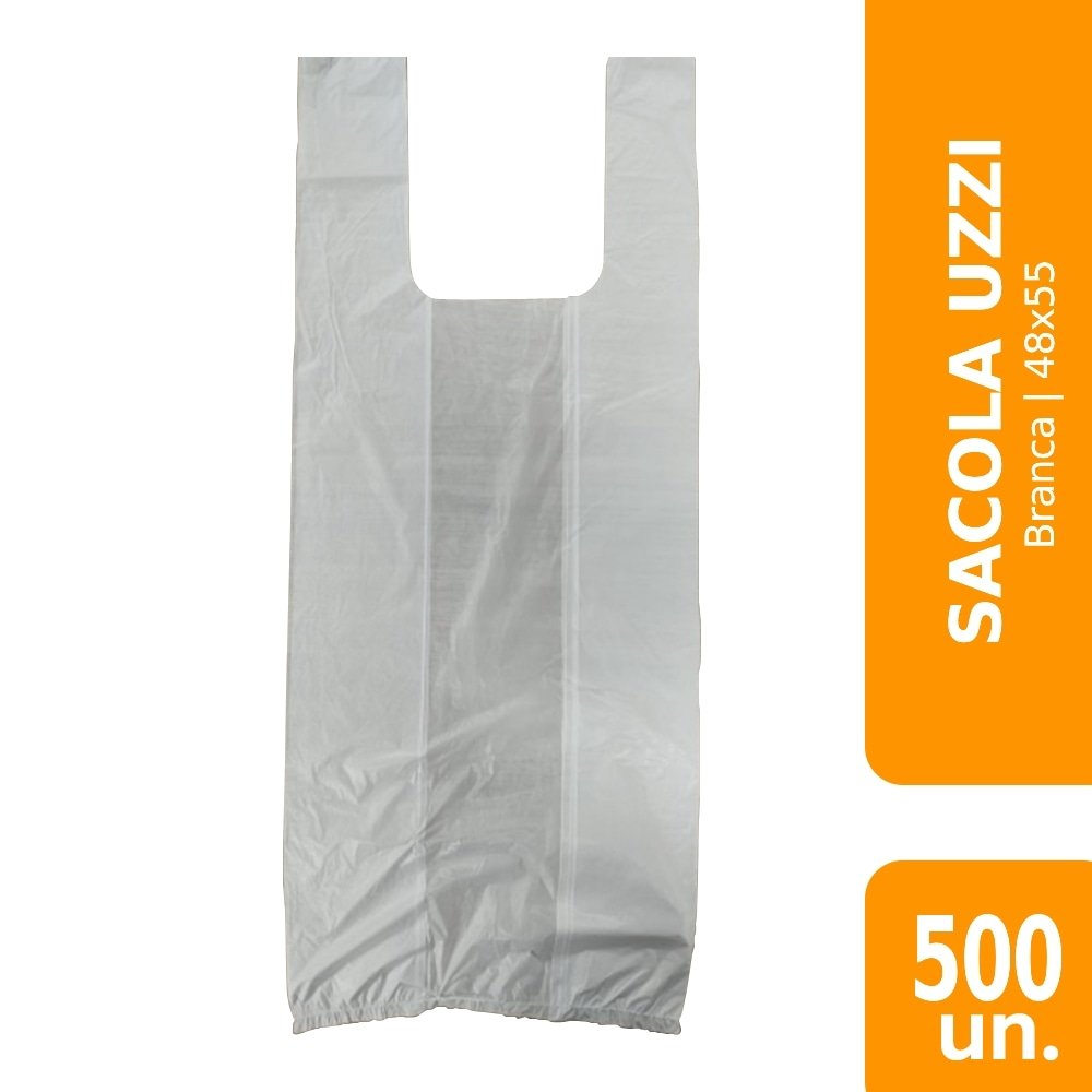 Sacola Uzzi Branca 48x55 Suporta 6kg - Embalagem com 500 Unidades