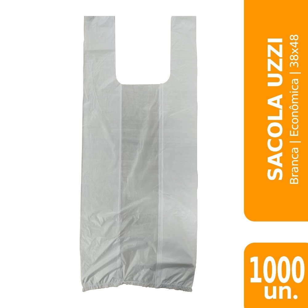 Sacola Uzzi Branca Economica 38x48 Suporta 3kg - Embalagem com 1000 Unidades