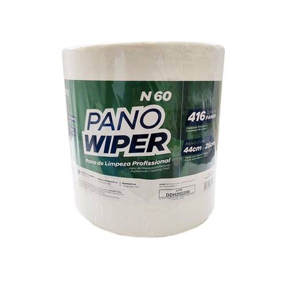 Pano Wiper N60 Limpeza Profissional Bobina Com 416 Panos De 44CM X 25CM Branco Nobre
