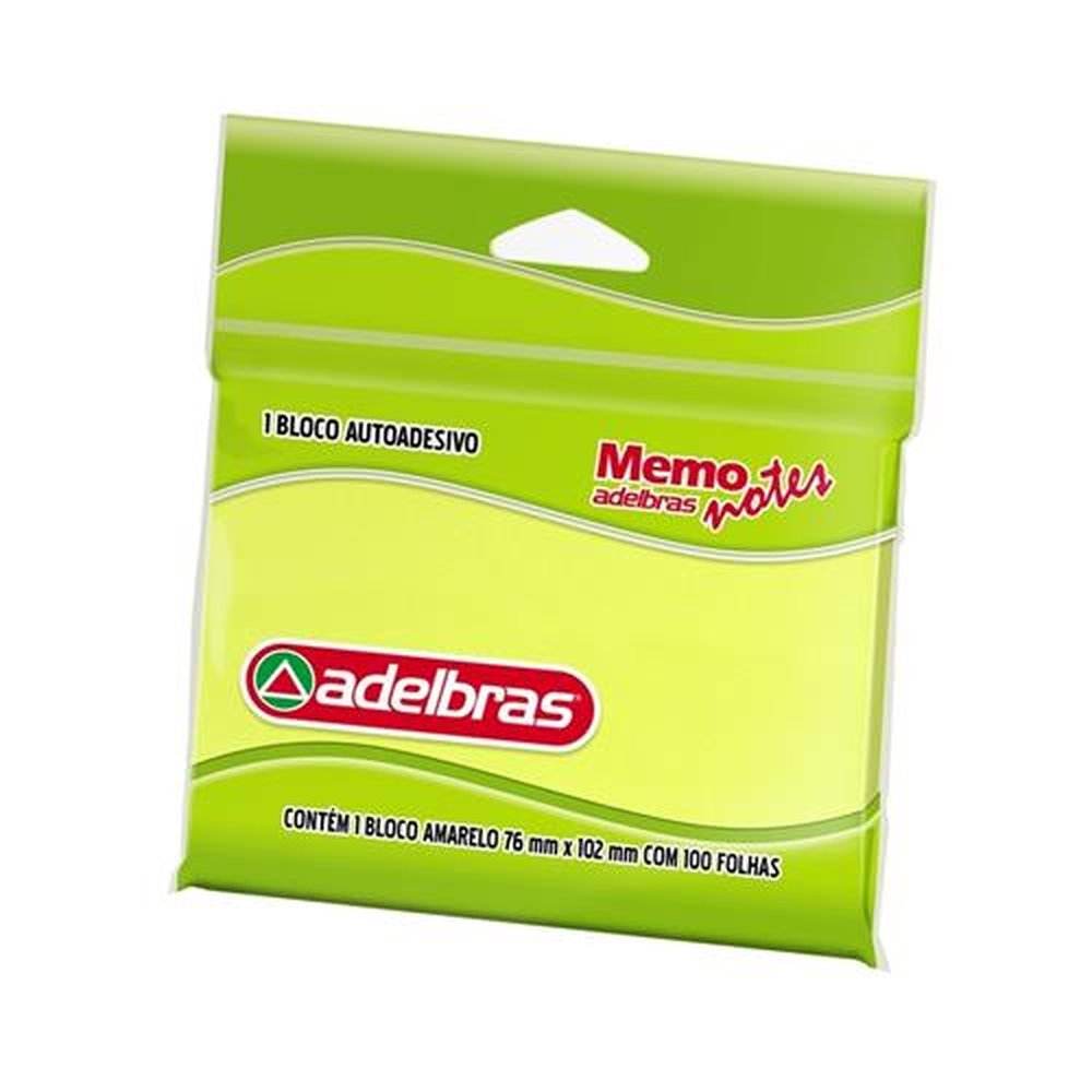 BLOCO ANOTACAO MEMO NOTES ADELBRAS 76MMX102MM 100 FOLHAS AMARELA