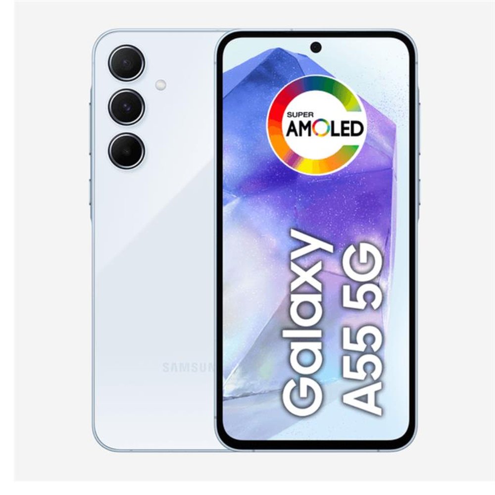 Smartphone Samsung Galaxy A55 5G, Câmera Tripla até 50 Megapix, Tela 6.6", 128GB Azul Claro