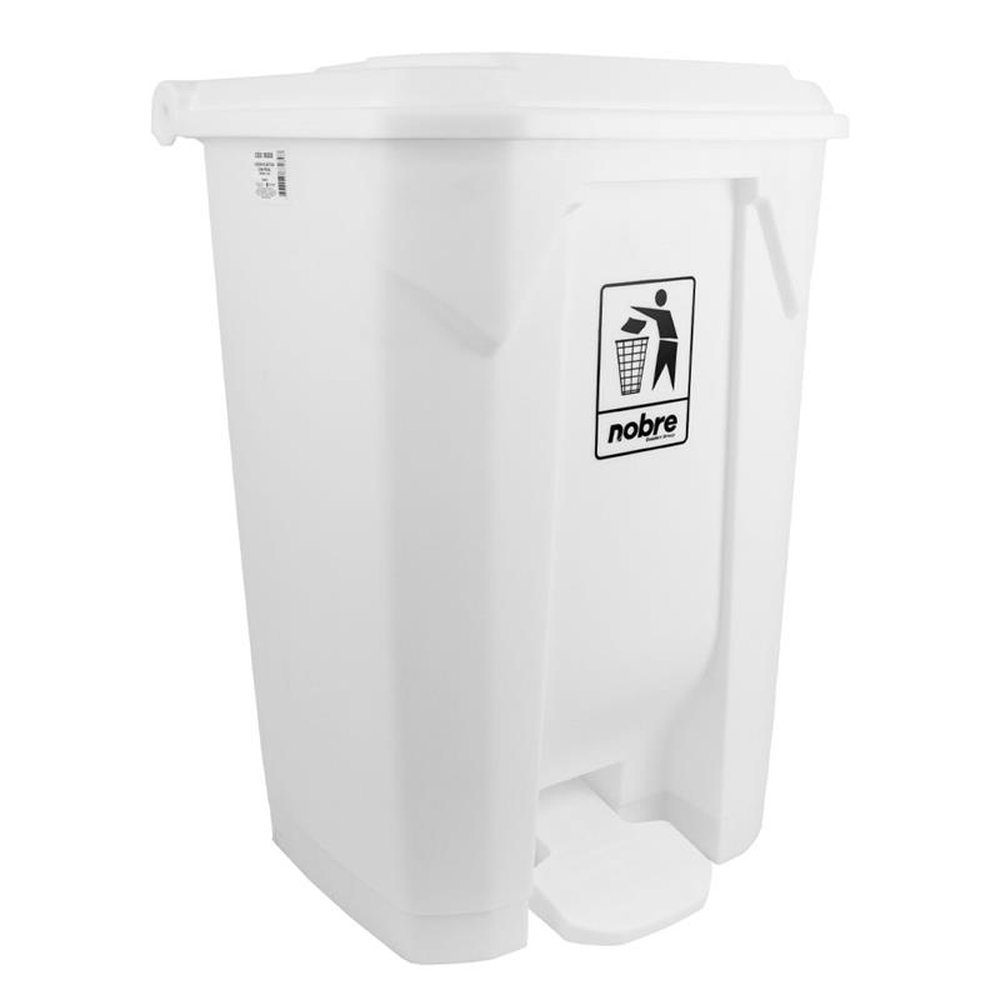 Lixeira Plastica Com Pedal 100L Branca Nobre