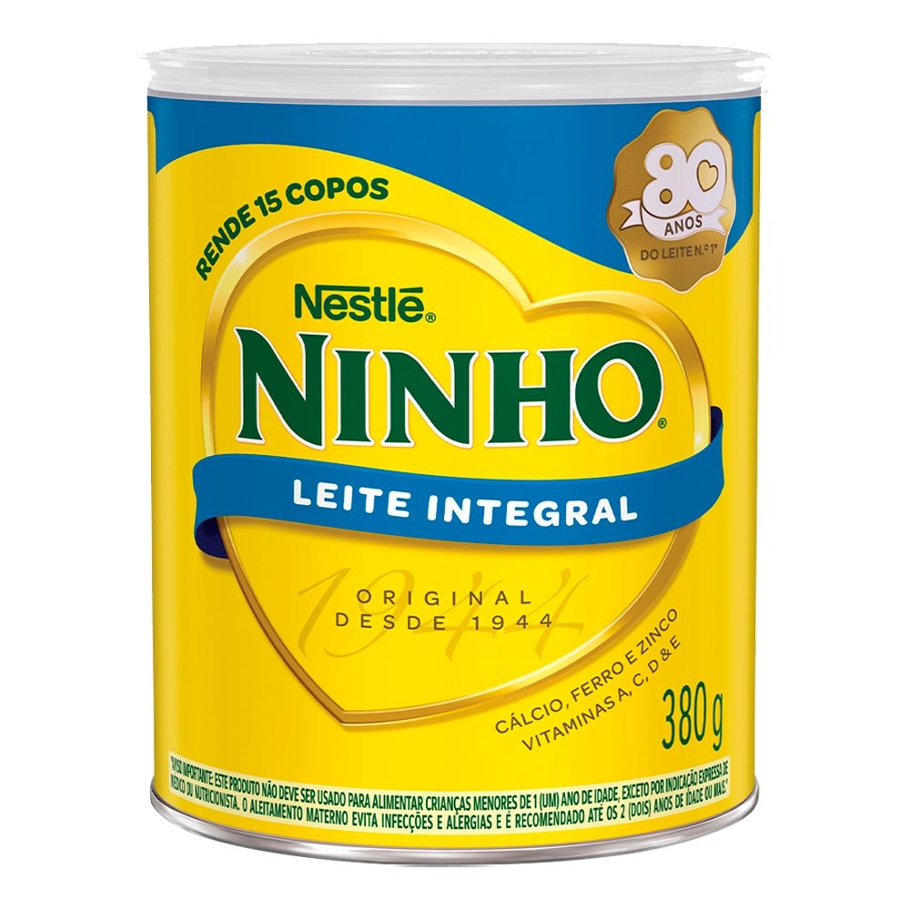 Leite Em Pó Ninho Integral Lata 380g - Embalagem com 24 Unidades