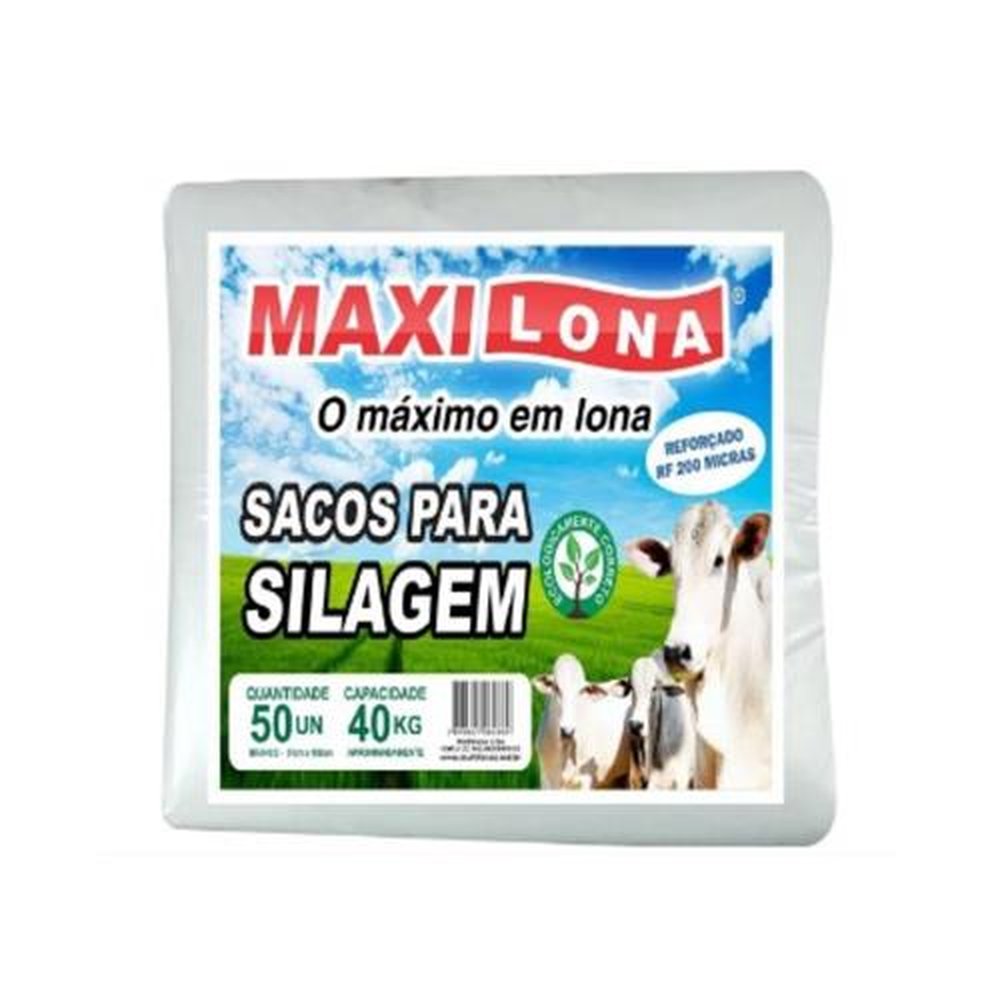 Saco Para Silo Branco 51Cmx110cm 200 Micras Fardo Com 50 Unidades Maxilona