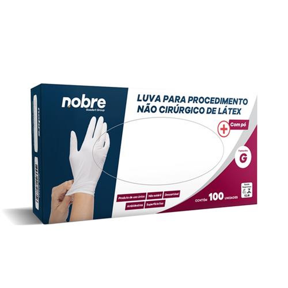Luva Latex Com Po Para Procedimentos Nao Cirurgicos Com 100 Unidades Não Eteril G Nobre