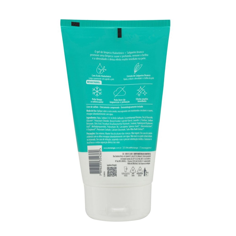 Gel de Limpeza Facial Suave e Profunda Antioleosidade Efeito Hidra Matte Monange 120g