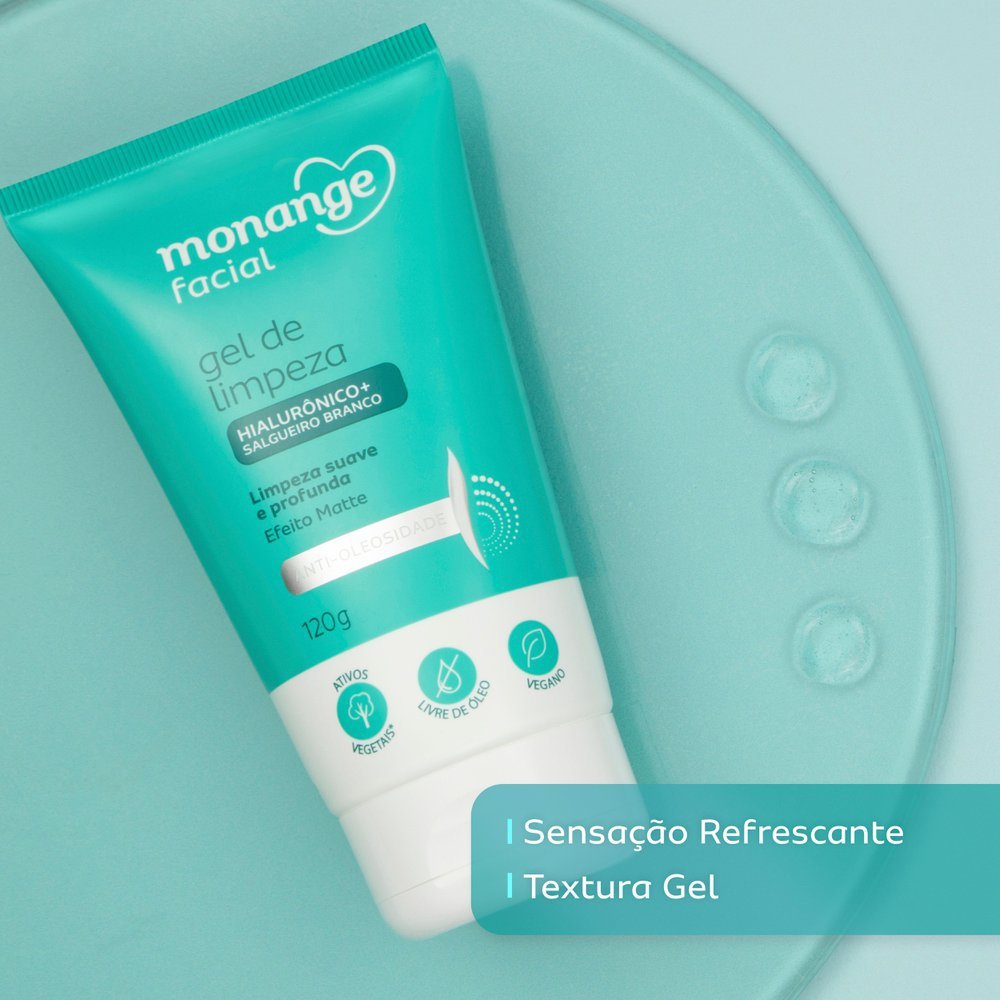 Gel de Limpeza Facial Suave e Profunda Antioleosidade Efeito Hidra Matte Monange 120g