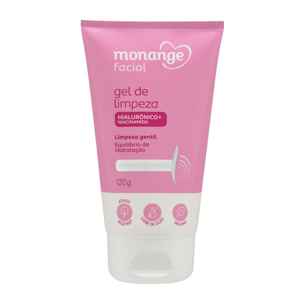 Gel de Limpeza Monange Facial Anti-Ressecamento com Ácido Hialurônico e Niacinamida 120g
