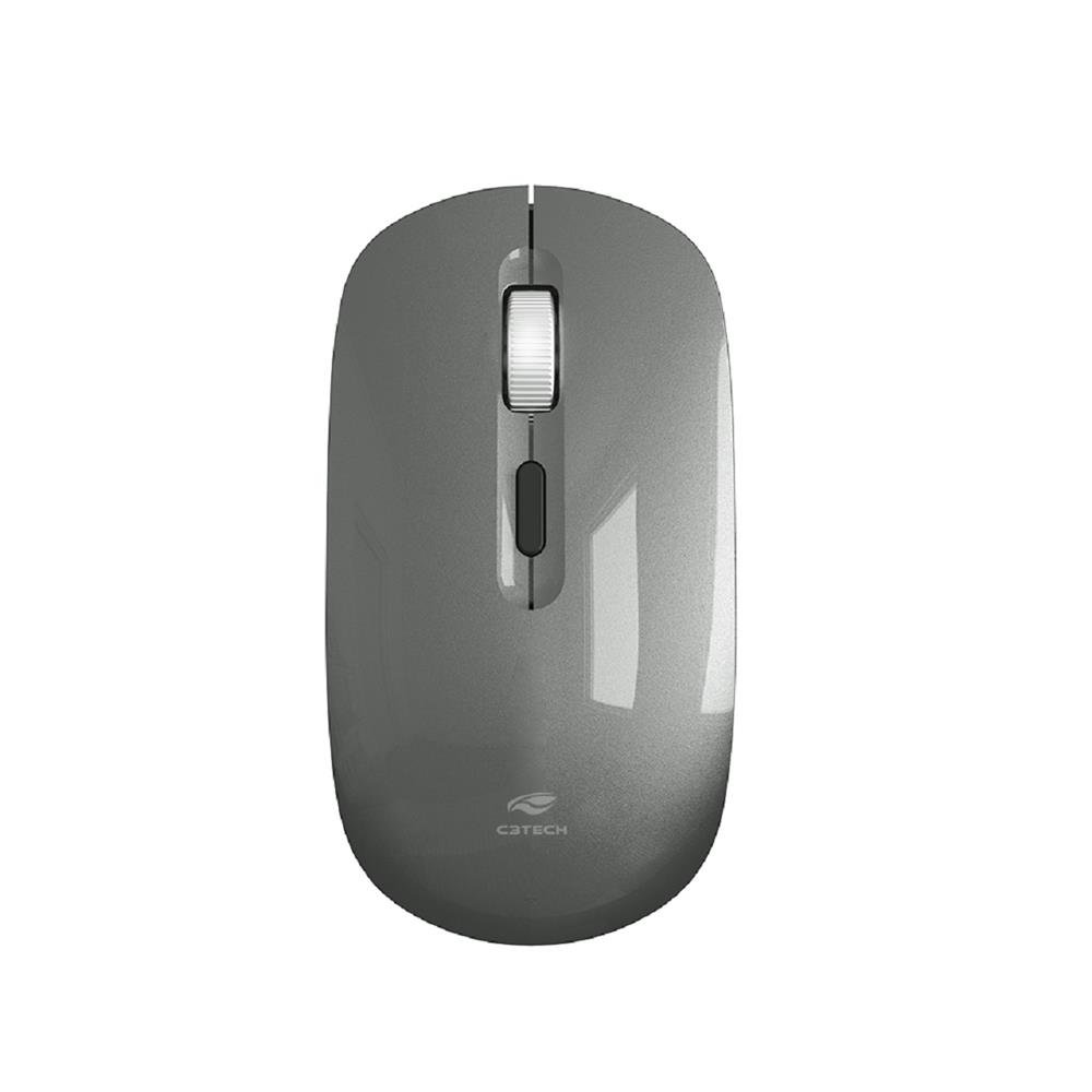 Mouse Sem Fio C3tech M-W80gy, 1600 Dpi, 4 Botões, Cinza