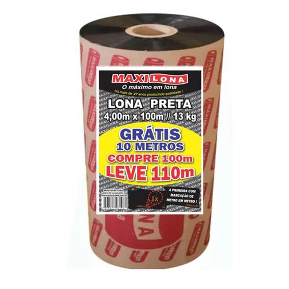 Lona Preta 4 X 100 Bobina com 13Kg Maxilona