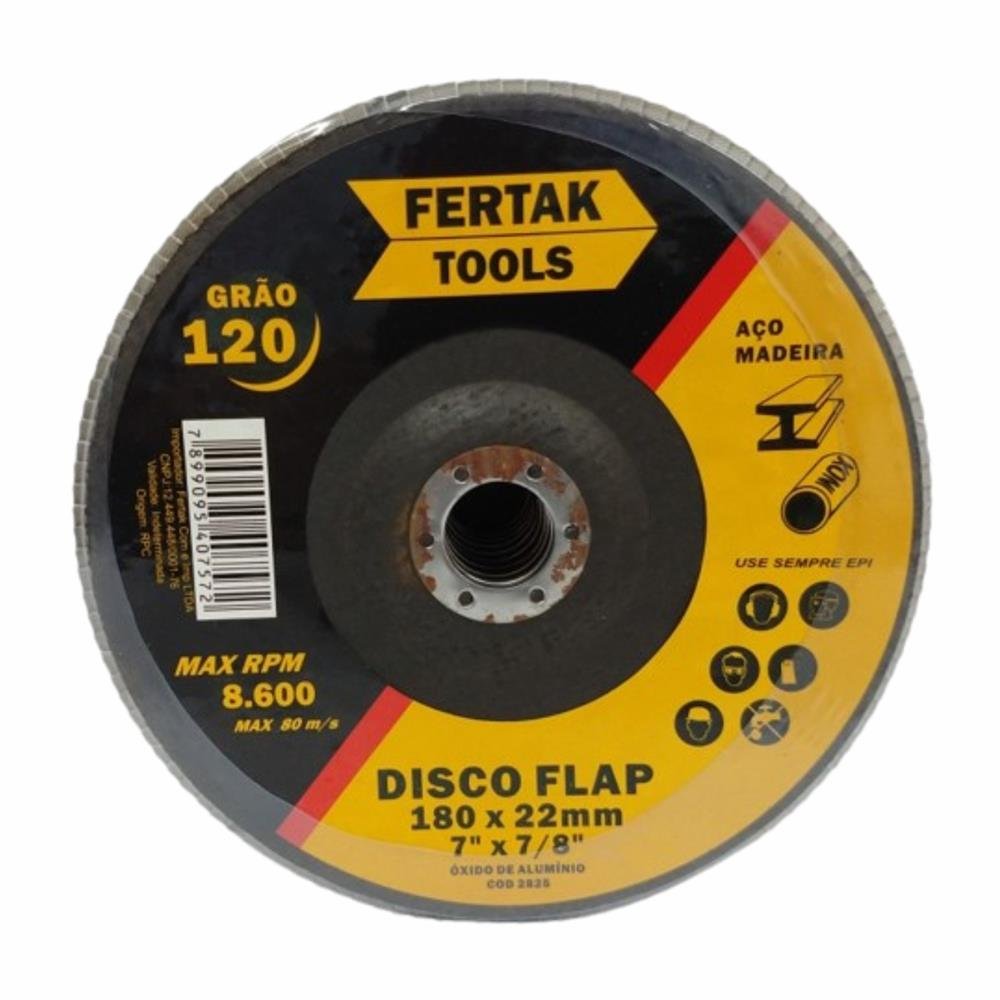 Disco Flap 180Mm Grao 120 Com 10 Unidades Fertak