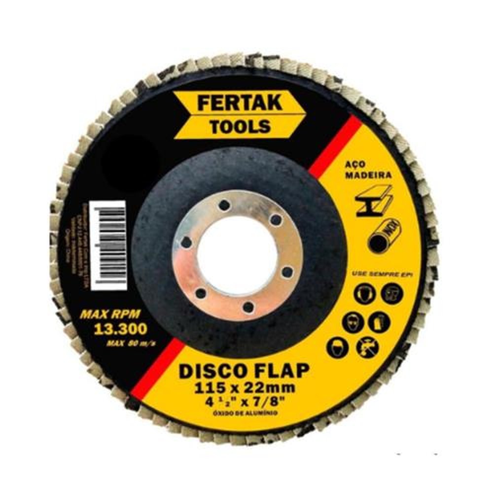 Disco Flap 115mm Grao 120 com 10 Unidades Fertak