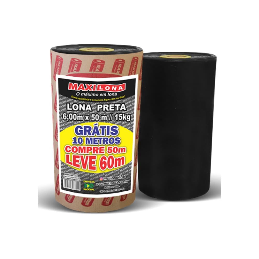 Lona Preta 6 X 50 Bobina com 15Kg Maxilona