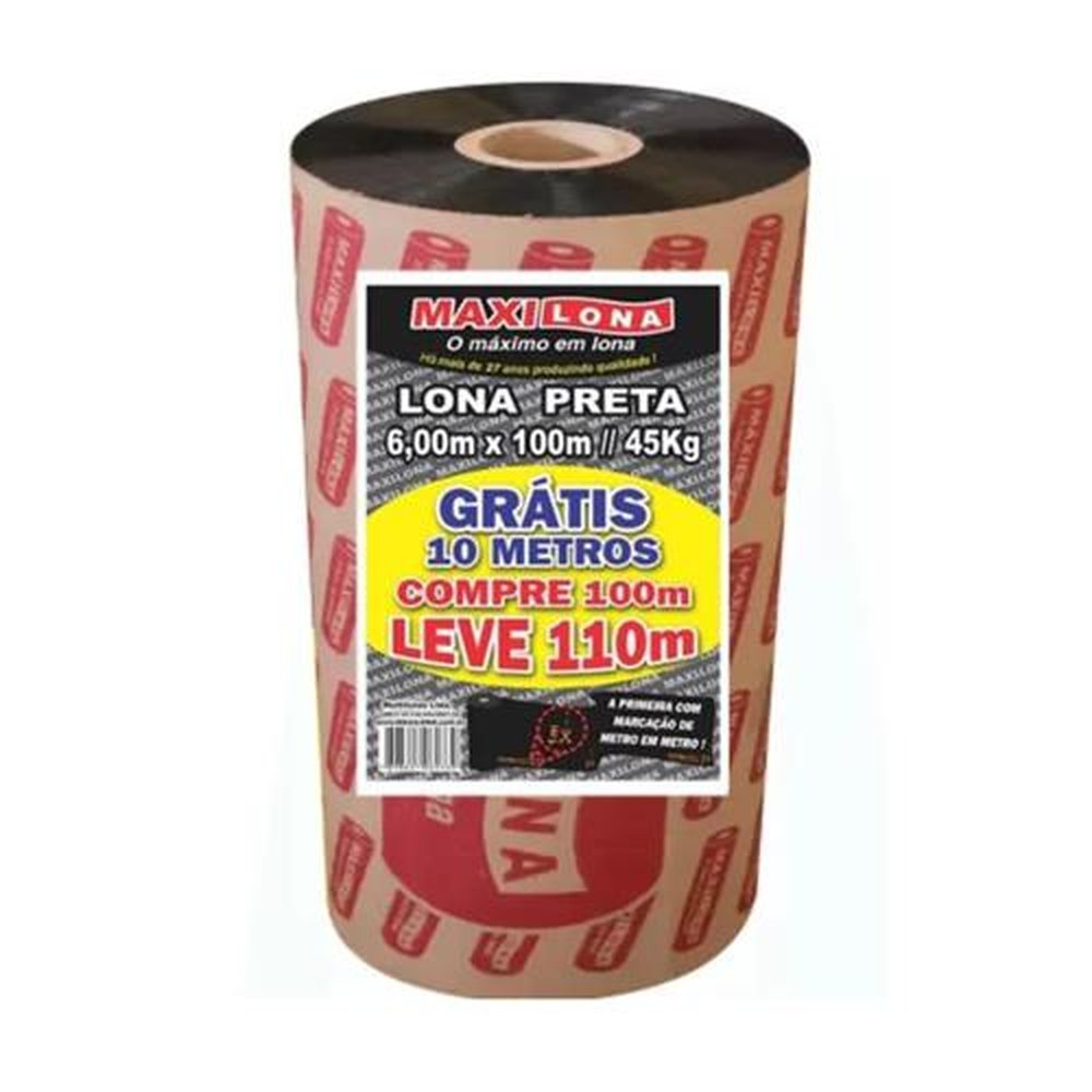 Lona Preta 6 X 100 Bobina com 45Kg Maxilona