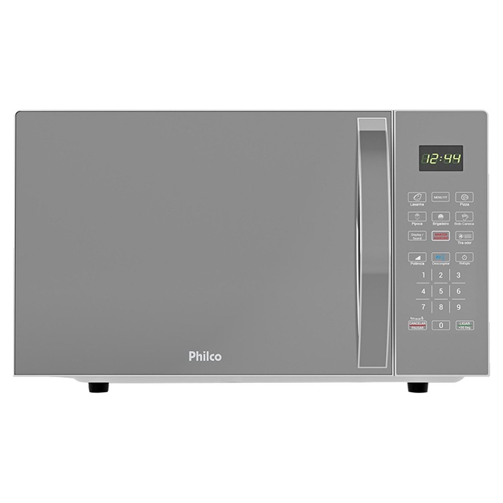 Micro-Ondas Philco 25L PMO28S | Porta Espelhada, Prata, 110V