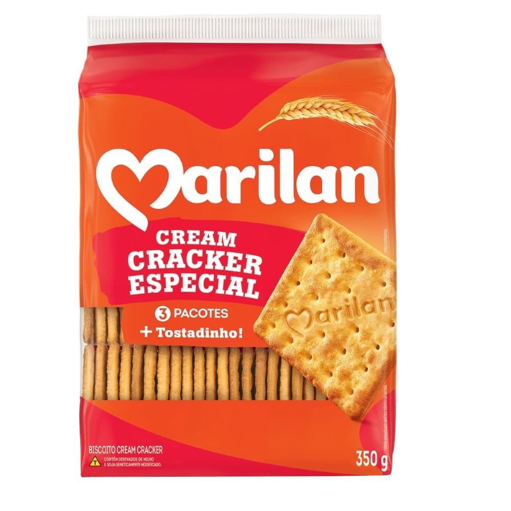 Biscoito Marilan Cream Cracker Especial 350g - Embalagem com 20 Unidades