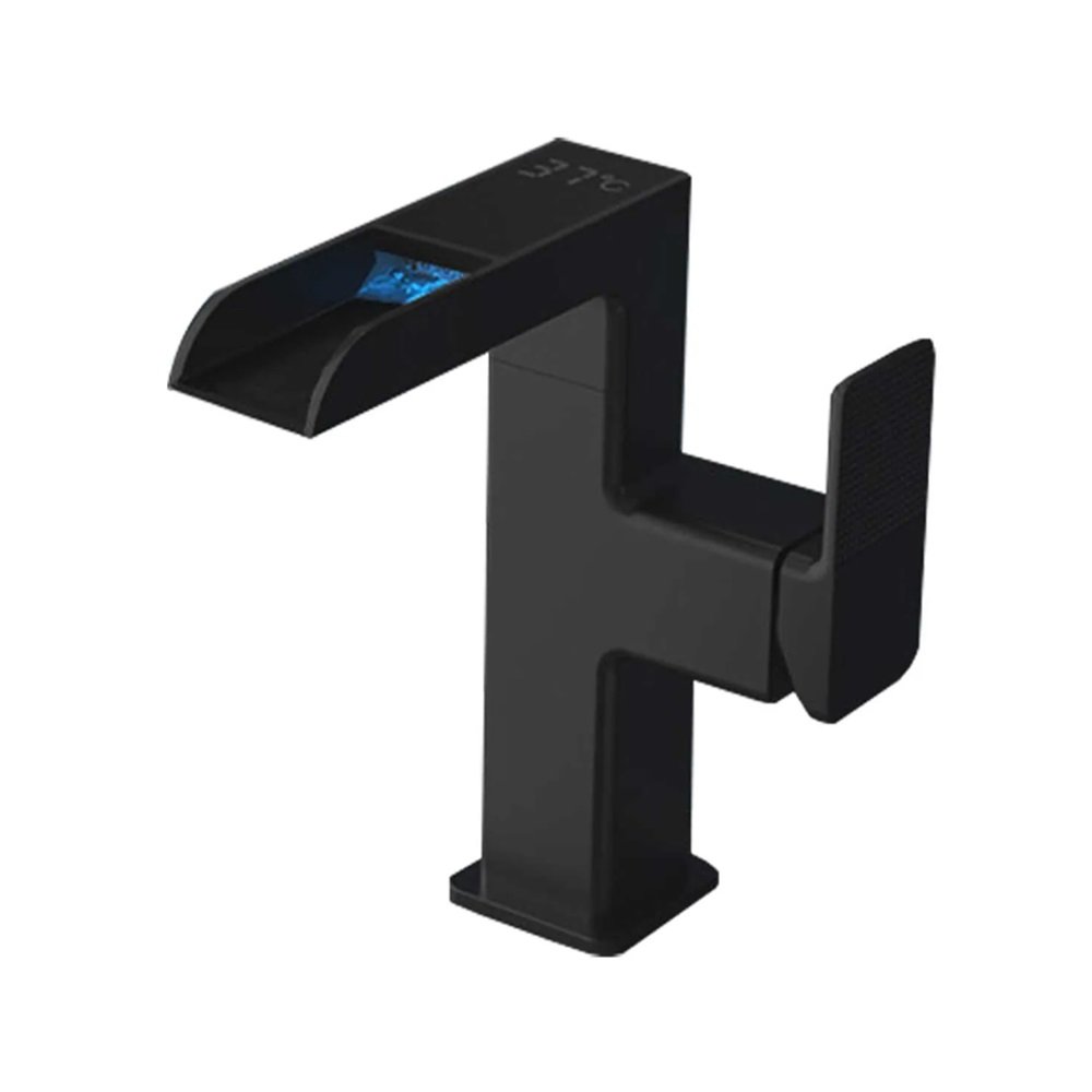 Torneira Luxo Cascata Monocomando Led Com Controle de Temperatura Preto - KOKAY