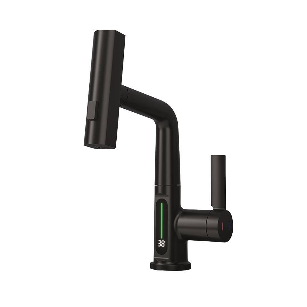 Torneira Inteligente Para Lavatório Monocomando Com Display De Temperatura - Preto - KOKAY