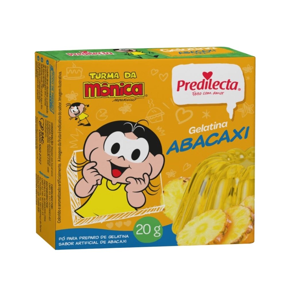 Gelatina Predilecta Abacaxi Turma da Mônica 20g - Embalagem com 36 Unidades