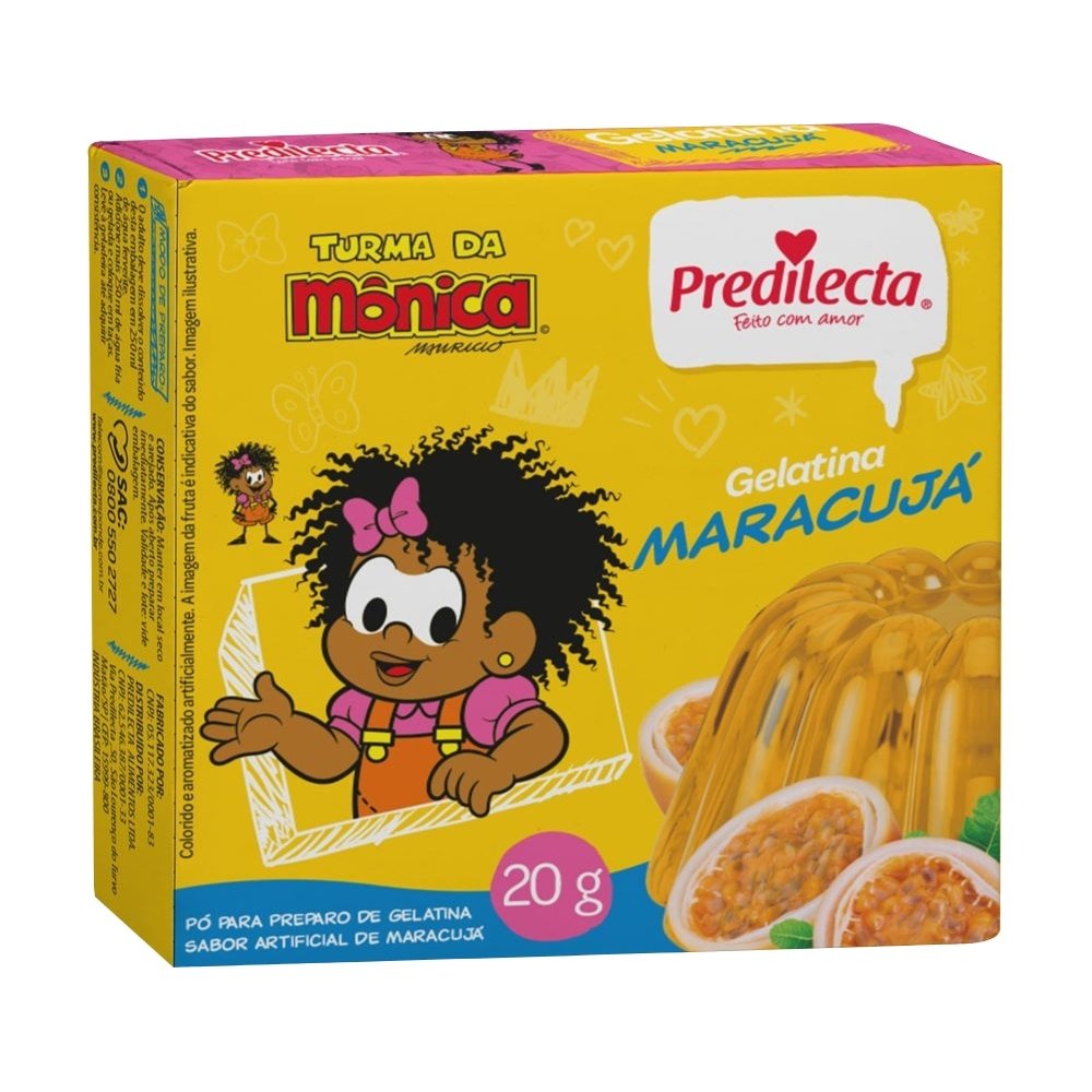 Gelatina Predilecta Maracujá Turma da Mônica 20g - Embalagem com 36 Unidades