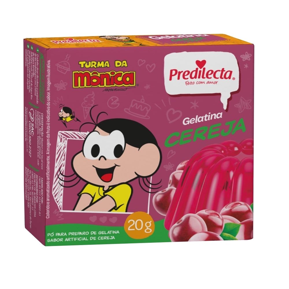 Gelatina Predilecta Cereja Turma da Mônica 20g ¿ Embalagem 36 Unidades